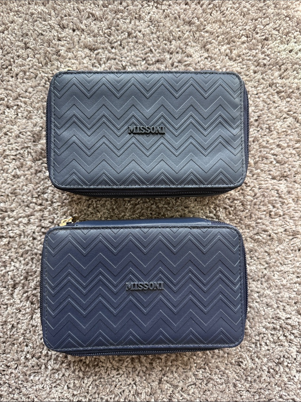 2 Missoni x Delta Black Chevron Toiletry Bags with Socks